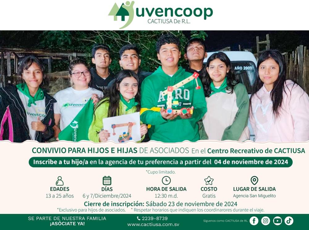 Convivio Juvencoop 2024 a realizarse los días 06 y 07 de diciembre.